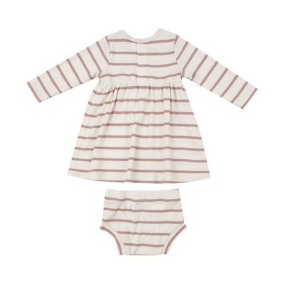 Simple Dress And Bloomer - Modal Rib French Stripe -Misty Rose-Angel Dear