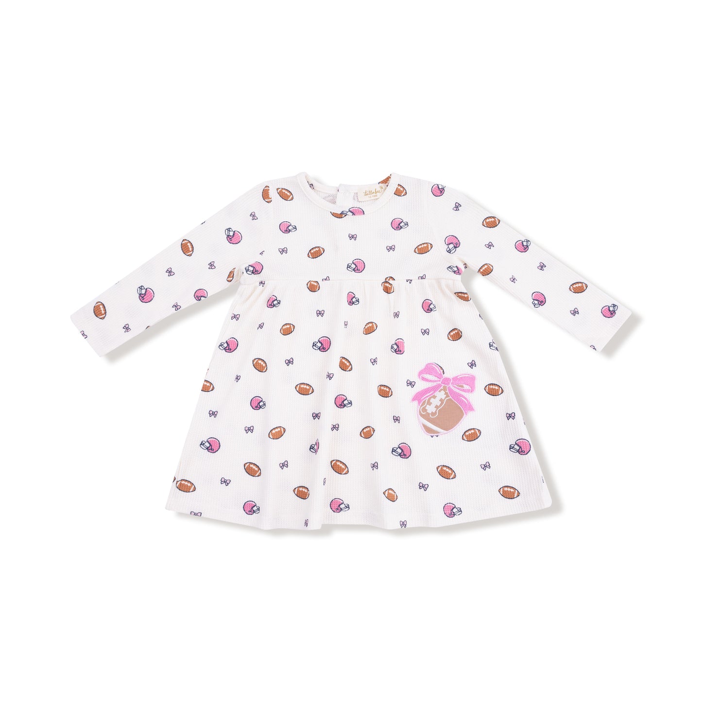 Simple Dress + Bloomer in our  Footballs and Bows print from Angel Dear