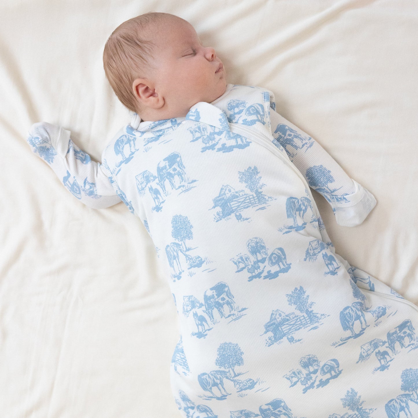 Sleep Bag in our  Farm Toile - Blue print from Angel Dear