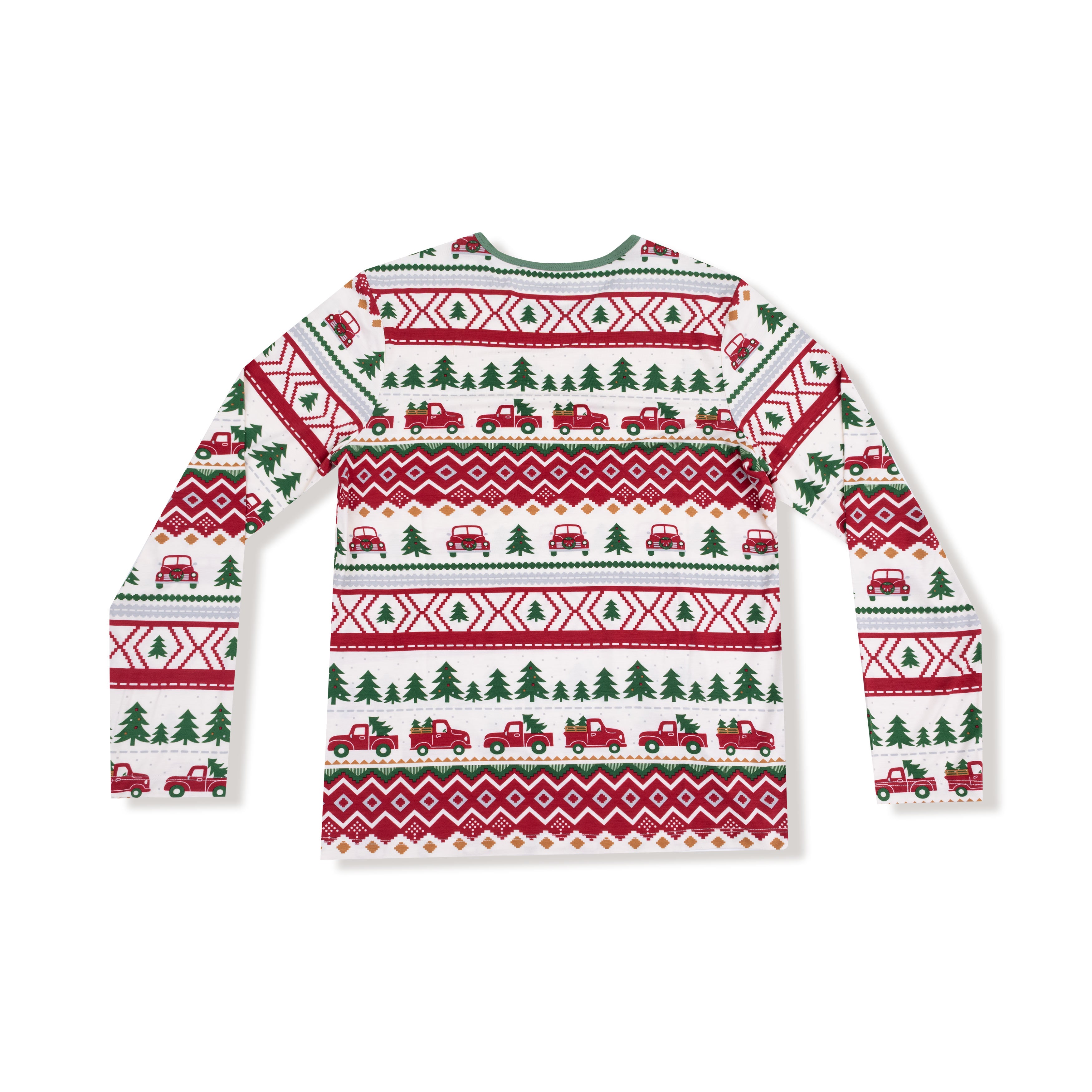 Adult Long Sleeve Top in our  Red Truck Fair Isle print from Angel Dear