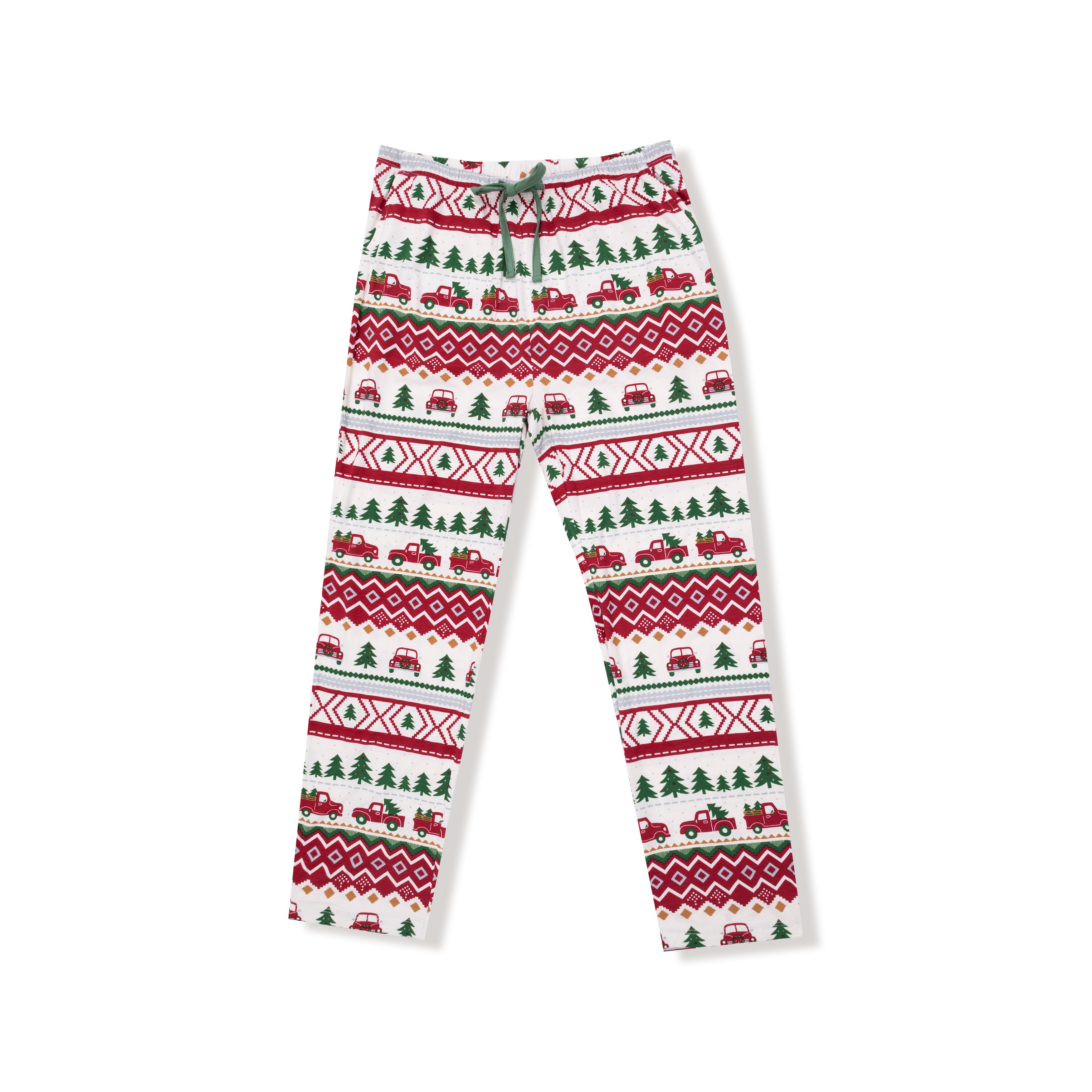 Adult Bottom with Pockets in our  Red Truck Fair Isle print from Angel Dear