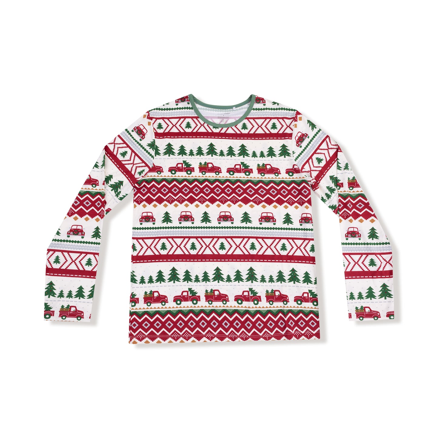 Adult Long Sleeve Top in our  Red Truck Fair Isle print from Angel Dear