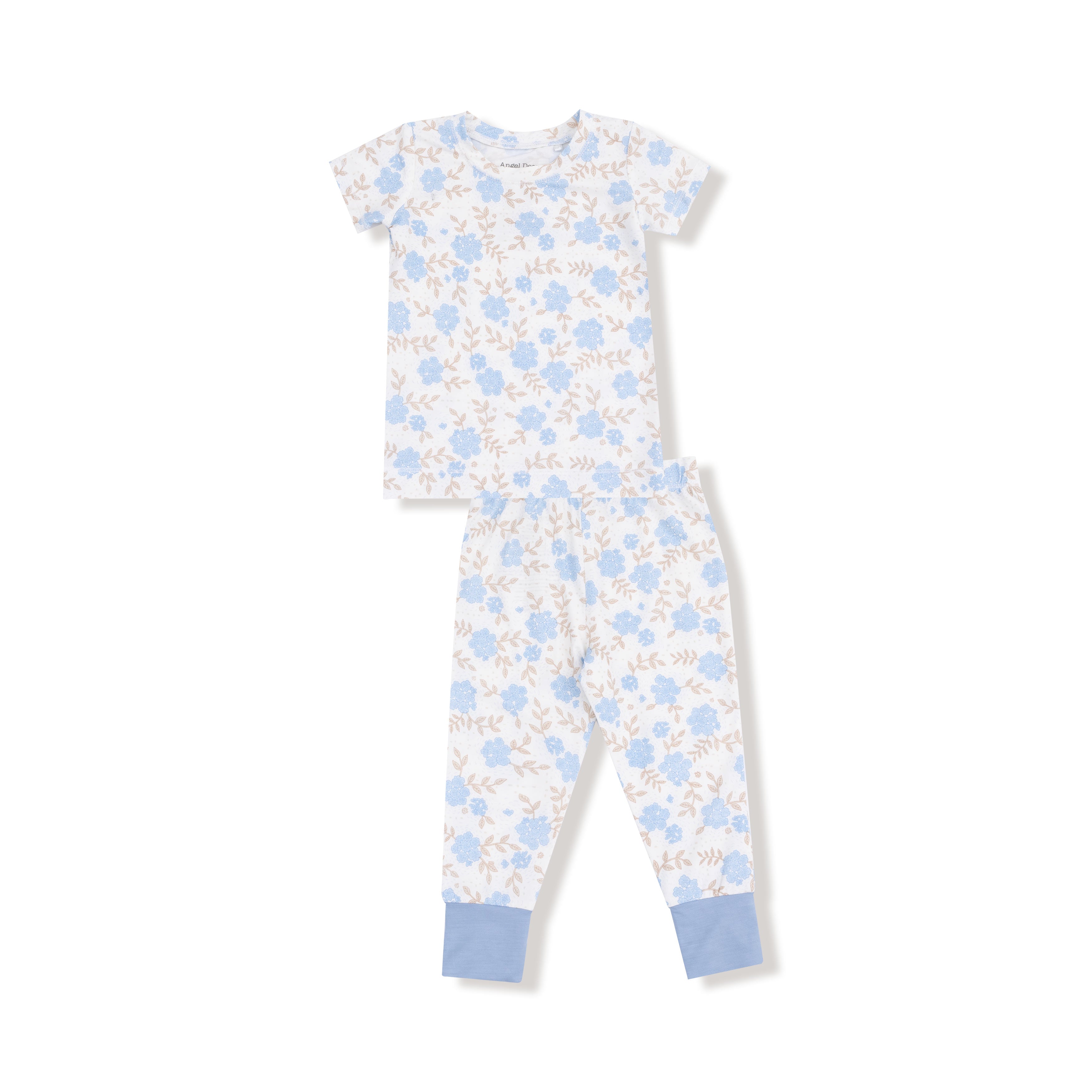 Short Sleeve Loungewear Set in our  Baby Blue Floral print from Angel Dear