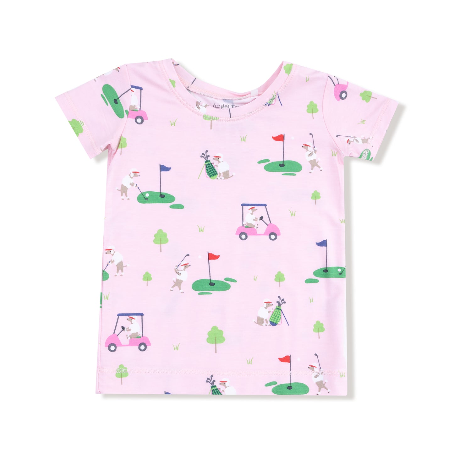 Short Sleeve Loungewear Set in our  Dog Gone Golf - Pink print from Angel Dear