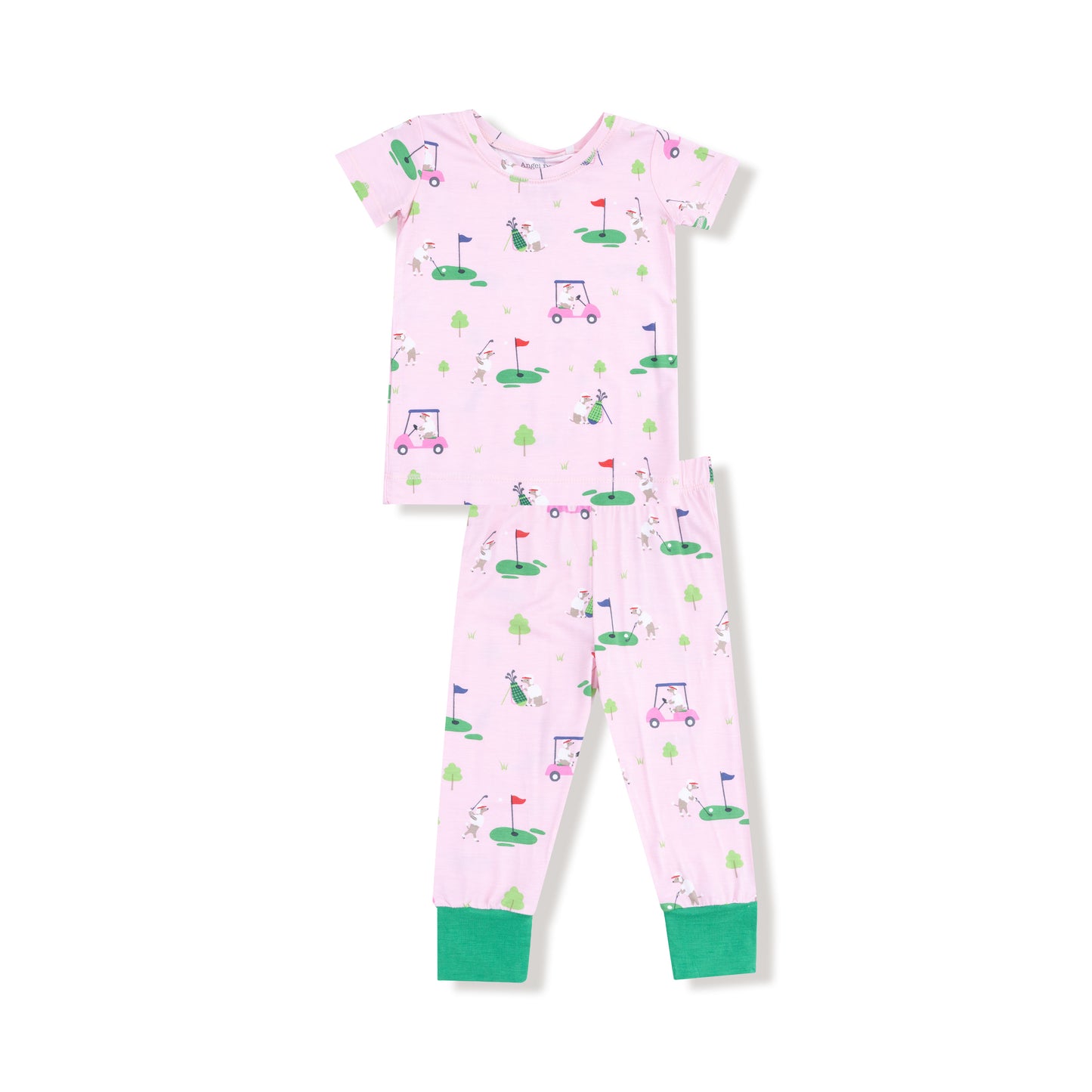 Short Sleeve Loungewear Set in our  Dog Gone Golf - Pink print from Angel Dear
