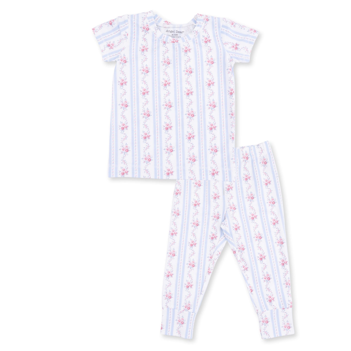 Anna Floral Stripe - Short Sleeve Loungewear Set