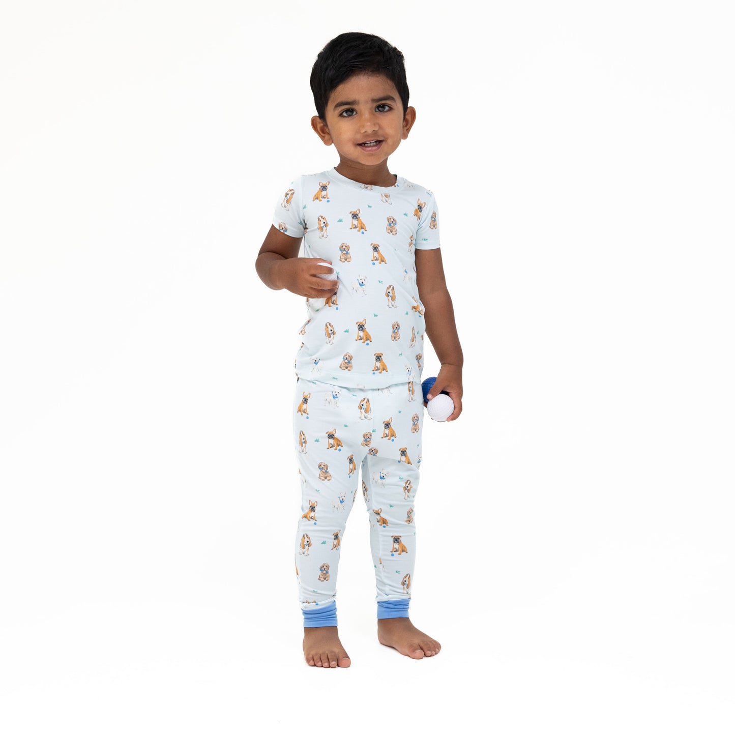 Bestie Dogs Blue - Short Sleeve Loungewear Set
