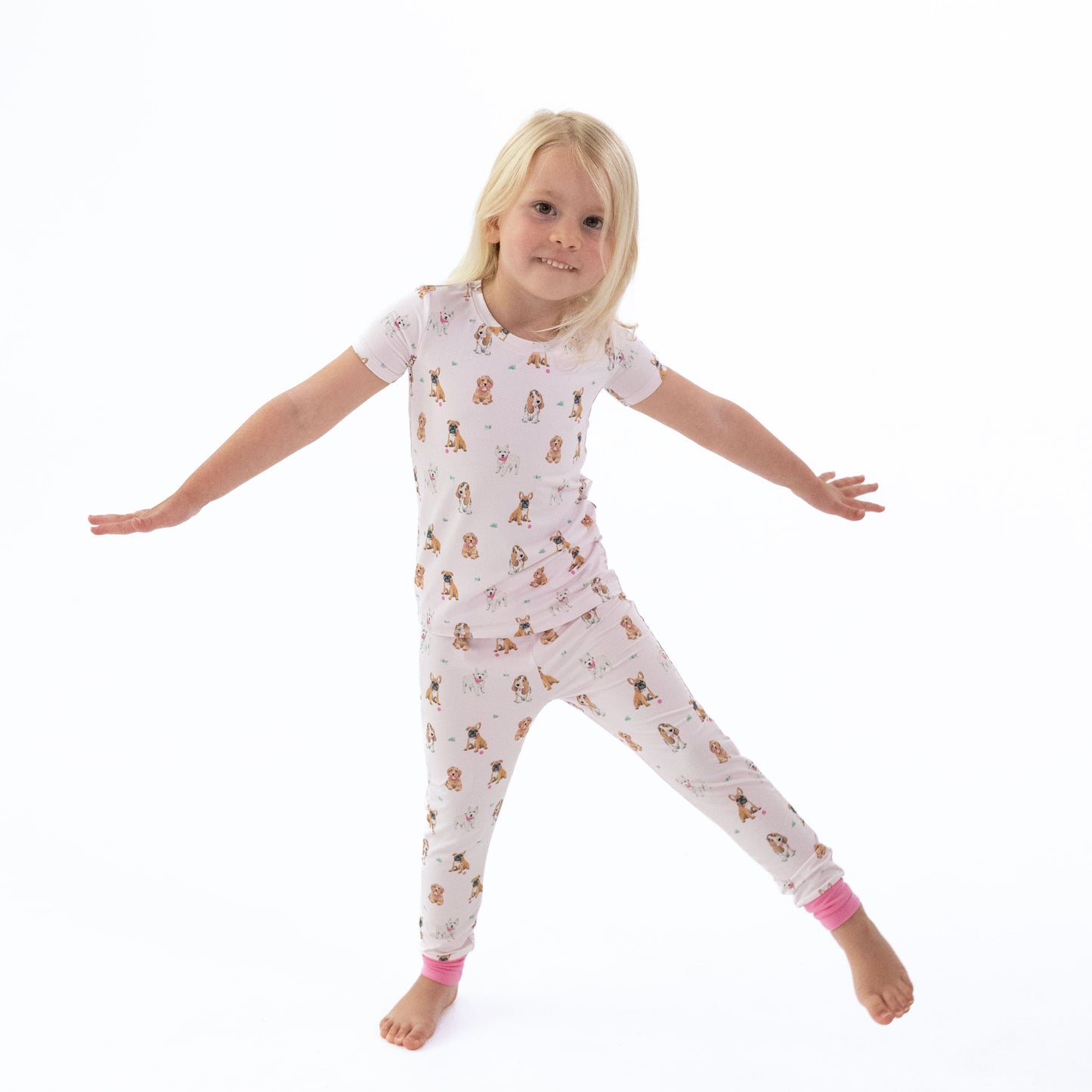Bestie Dogs Pink - Short Sleeve Loungewear Set
