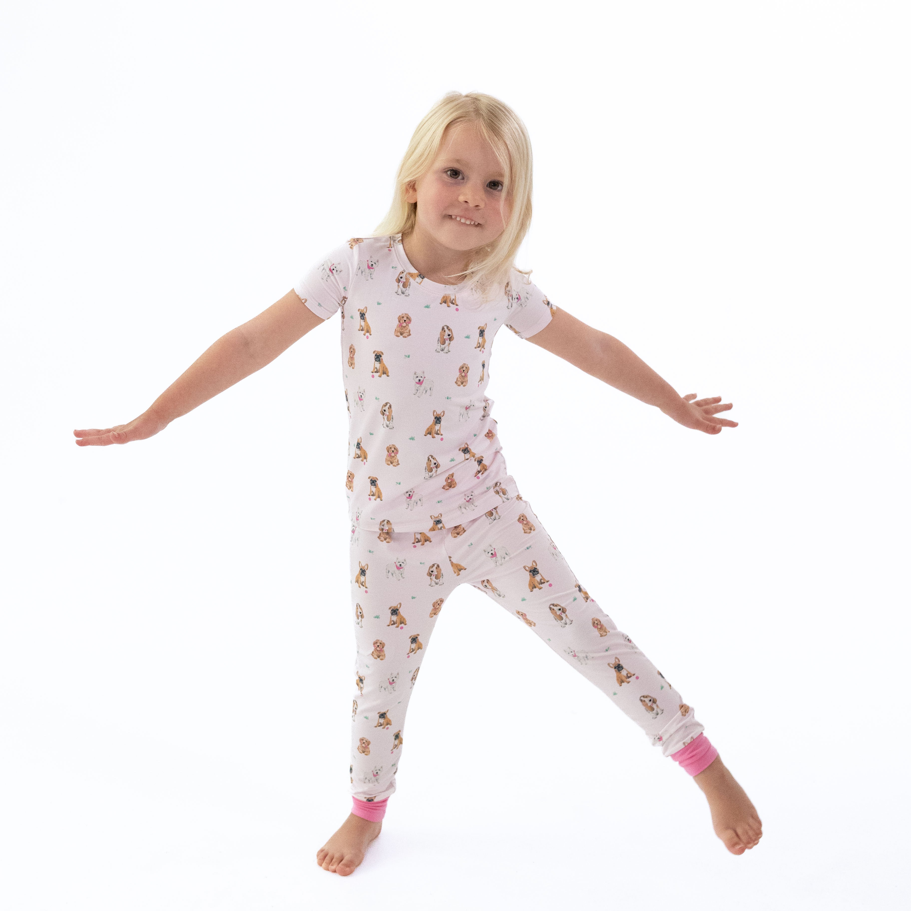 Bestie Dogs Pink - Short Sleeve Loungewear Set