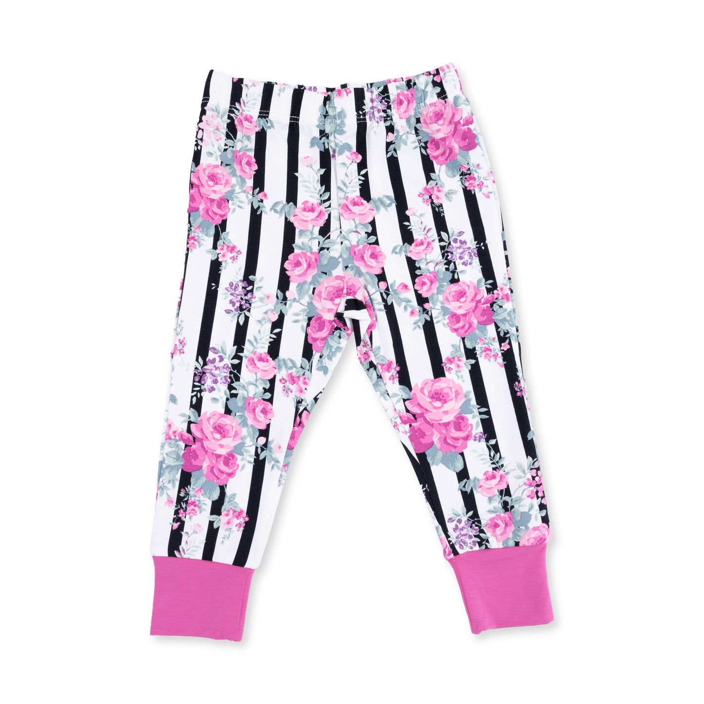 Cabbage Rose Stripe - Short Sleeve Loungewear Set