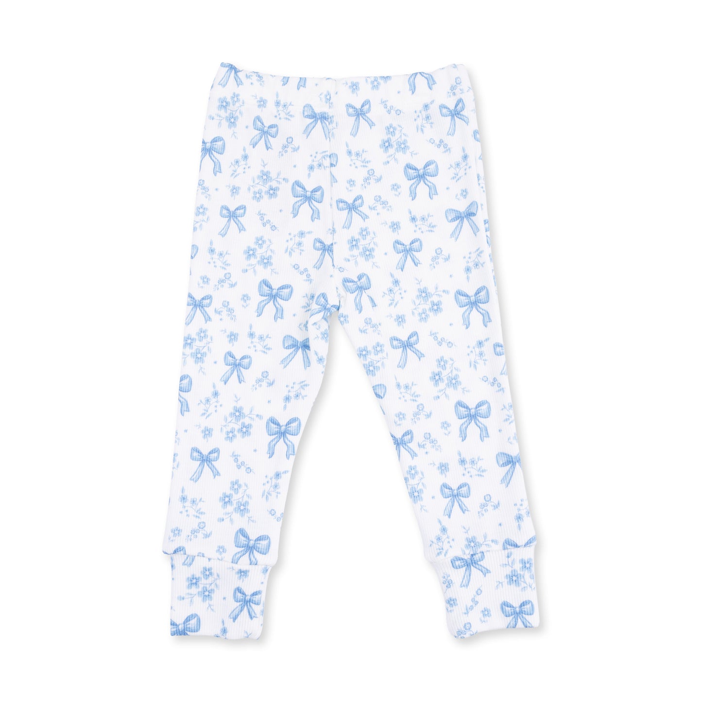 Blue Bows and Flowers - Short Sleeve Loungewear Set