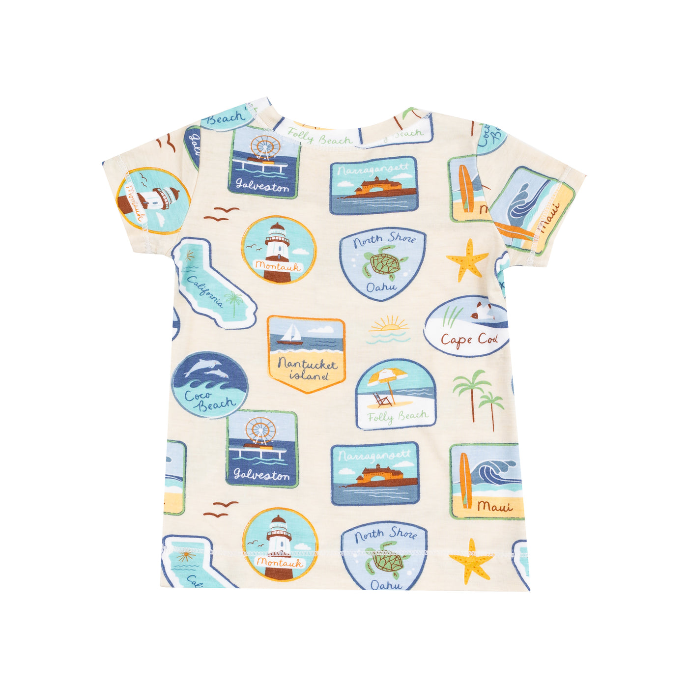 Short Sleeve Loungewear Set - Beach Patches