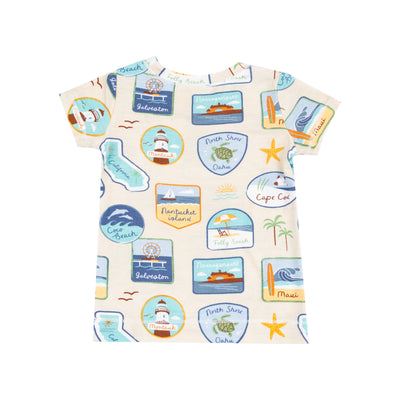 Short Sleeve Loungewear Set - Beach Patches