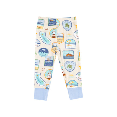 Short Sleeve Loungewear Set - Beach Patches