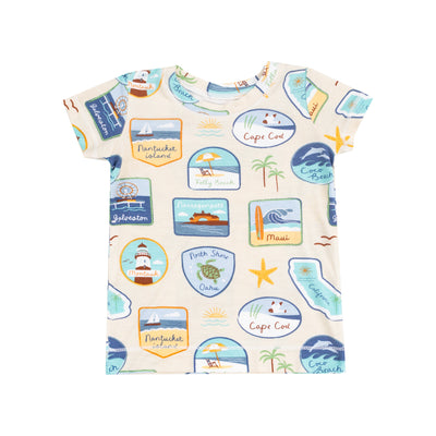 Short Sleeve Loungewear Set - Beach Patches