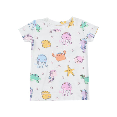 Short Sleeve Loungewear Set - Cute Sea Creatures