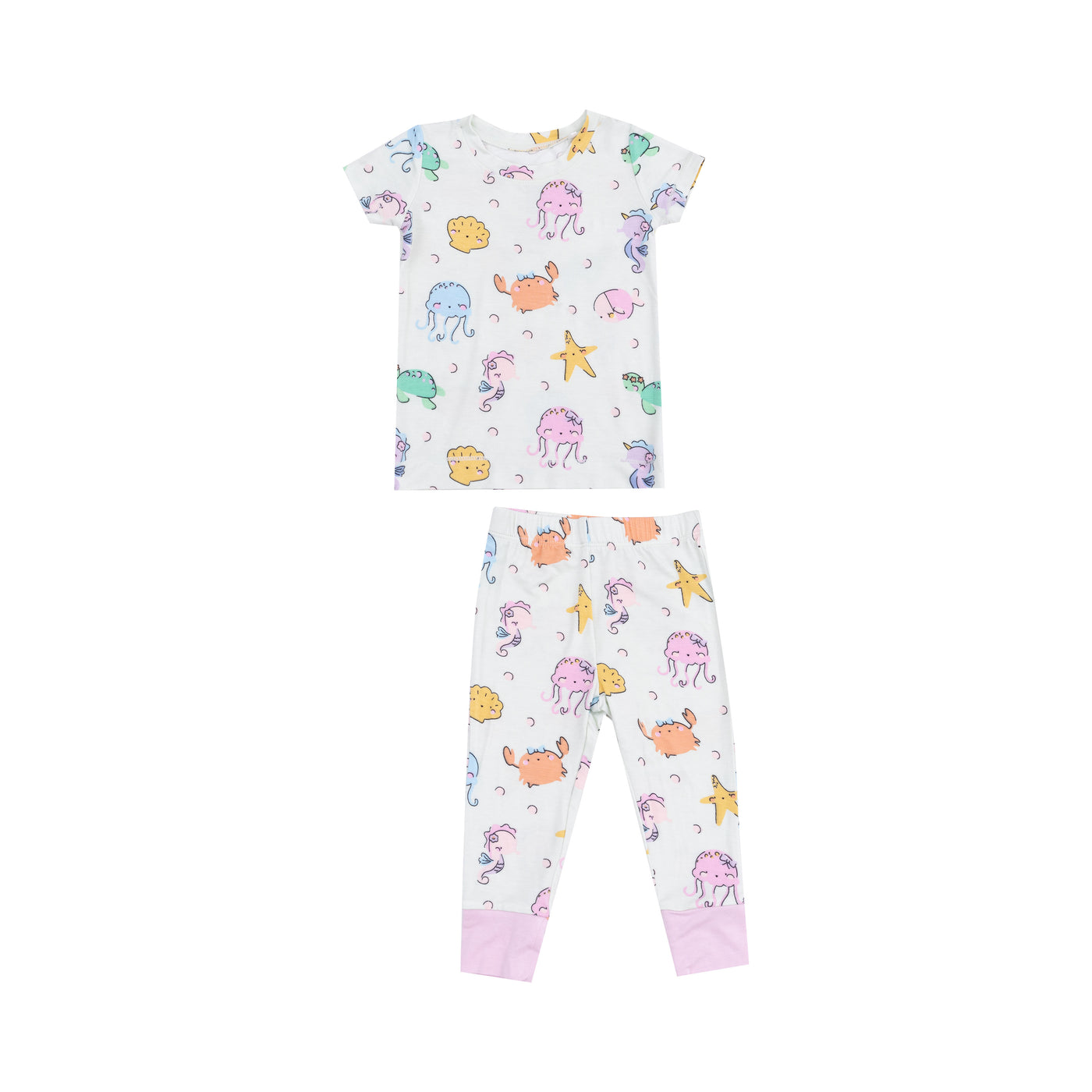 Short Sleeve Loungewear Set - Cute Sea Creatures