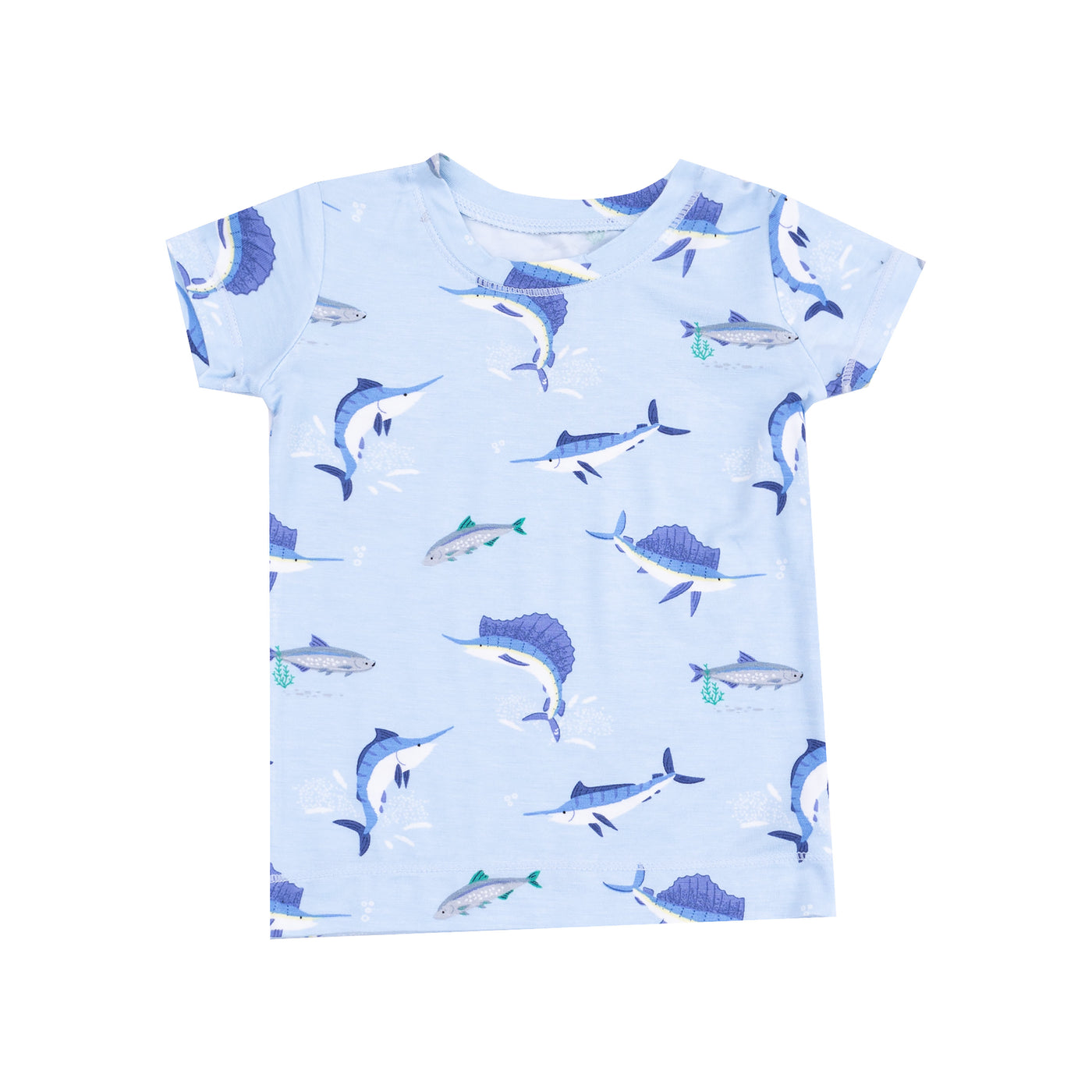 Short Sleeve Loungewear Set - Deep Sea Fishing Blue