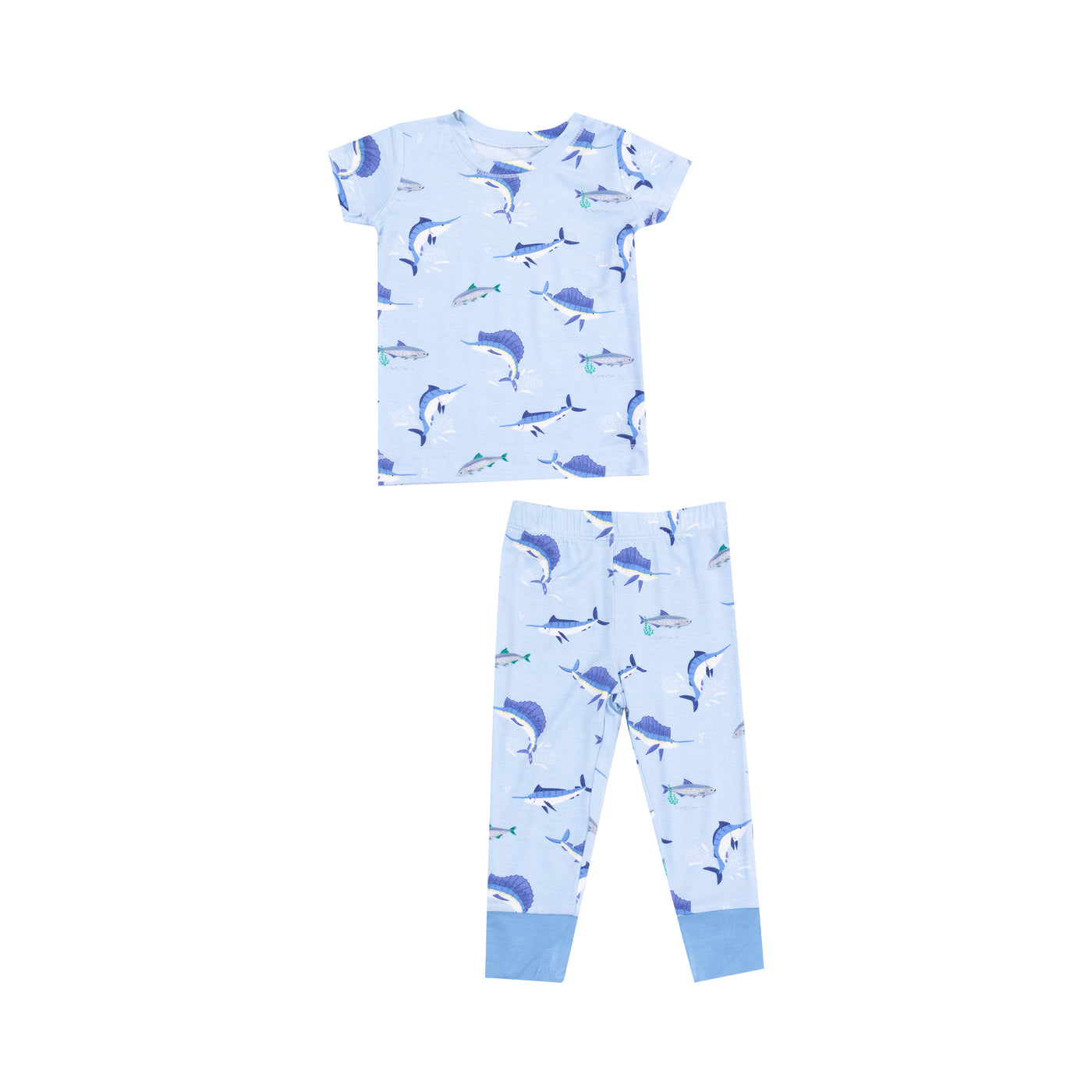 Short Sleeve Loungewear Set - Deep Sea Fishing Blue