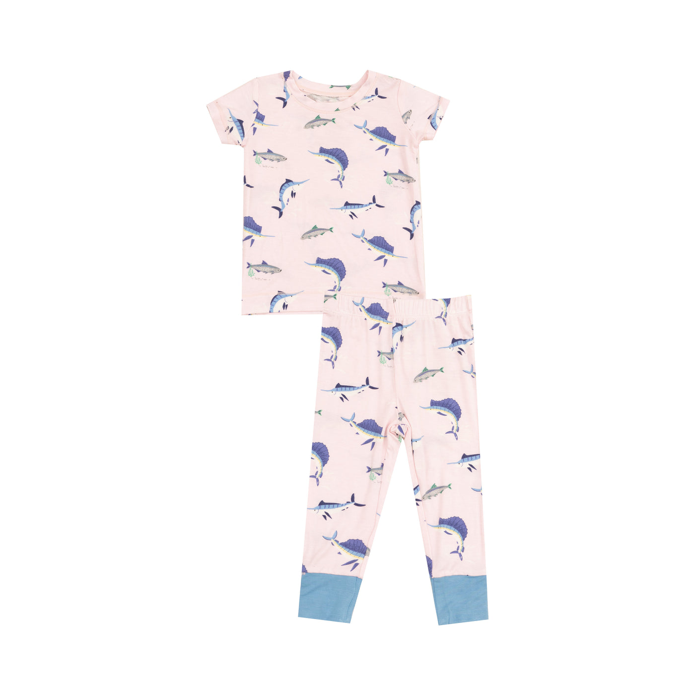 Short Sleeve Loungewear Set - Deep Sea Fishing Pink