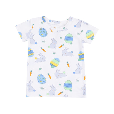 Short Sleeve  Loungewear Set - Easter Bunnies Blue