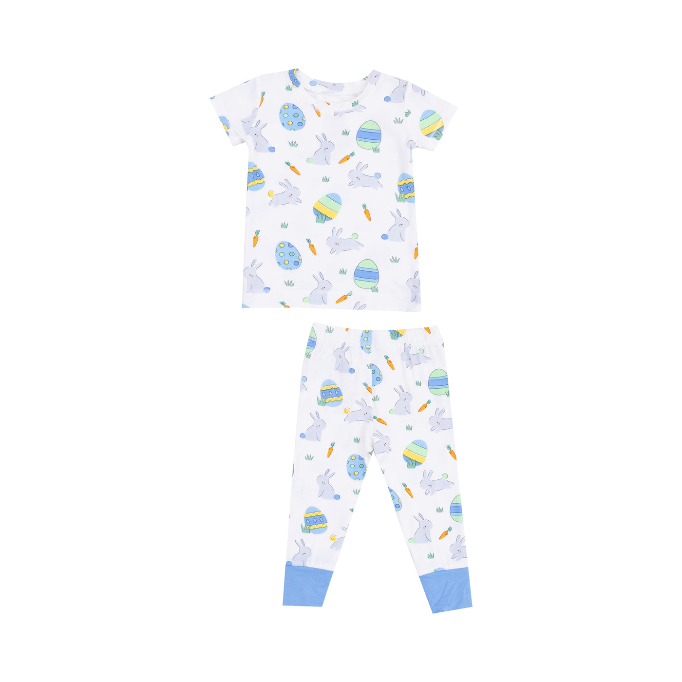 Short Sleeve  Loungewear Set - Easter Bunnies Blue