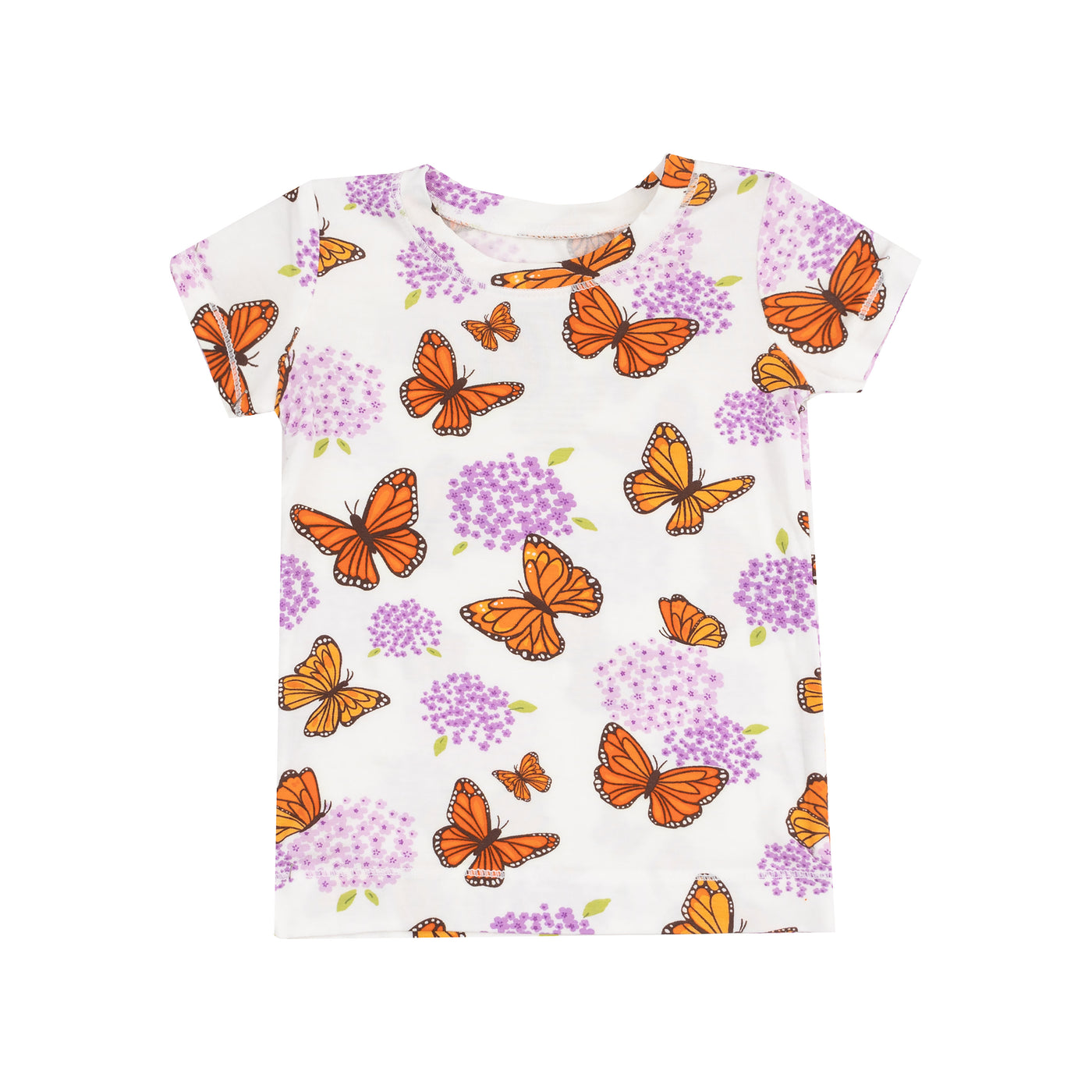 Short Sleeve Loungewear Set - Monarch Butterflies and Milkweed