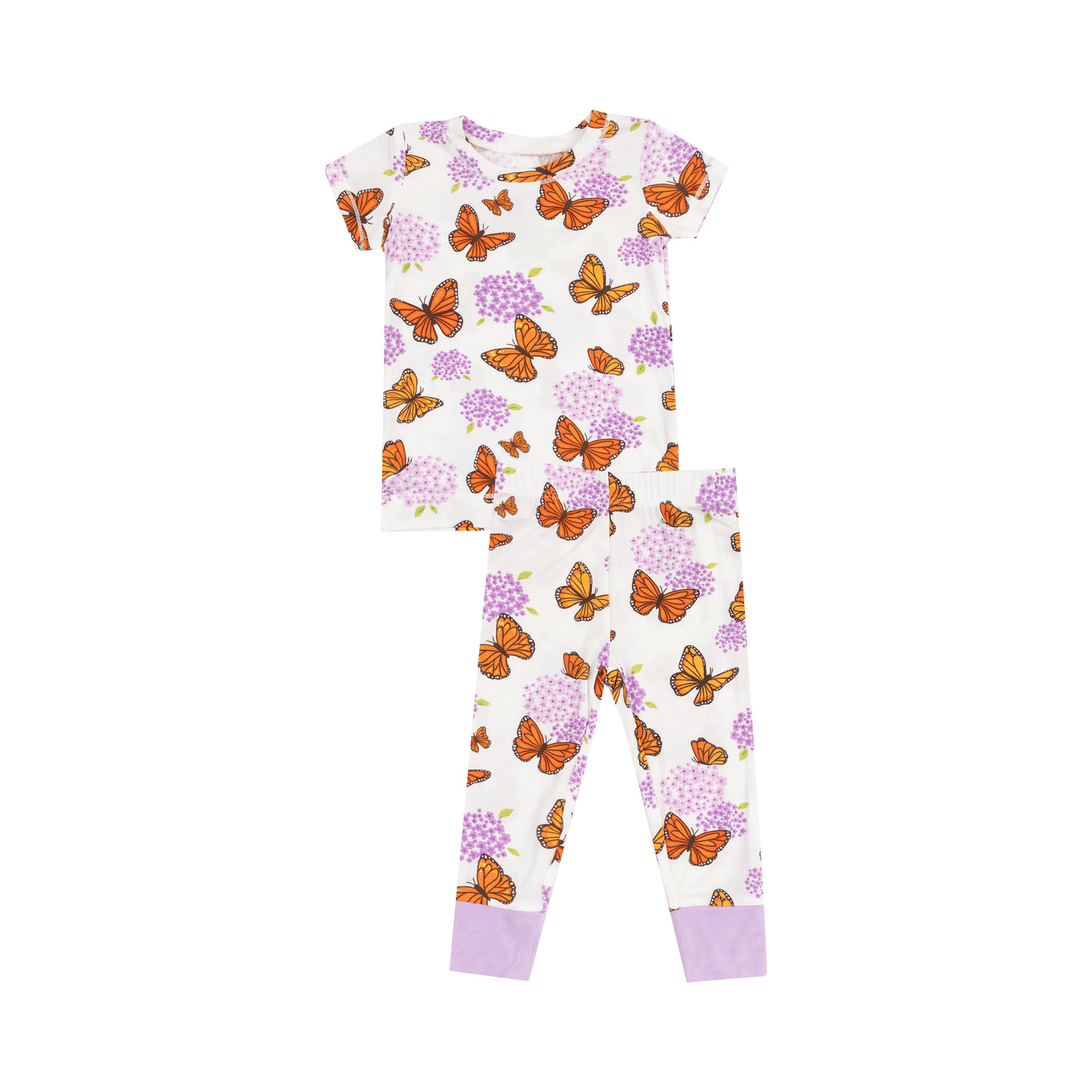 Short Sleeve Loungewear Set - Monarch Butterflies and Milkweed