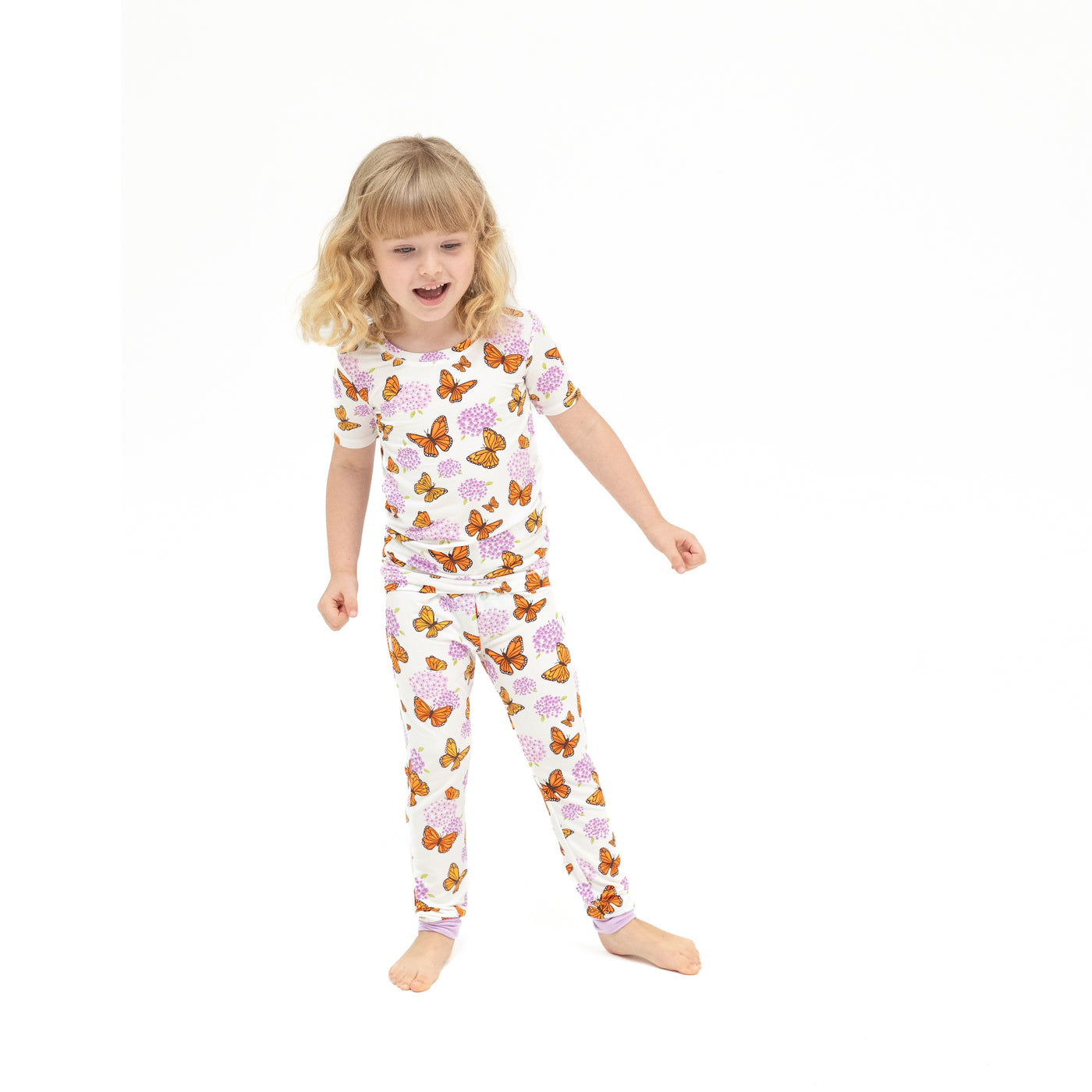 Short Sleeve Loungewear Set - Monarch Butterflies and Milkweed