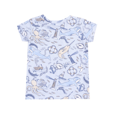 Short Sleeve Loungewear Set - Nautical Notebook