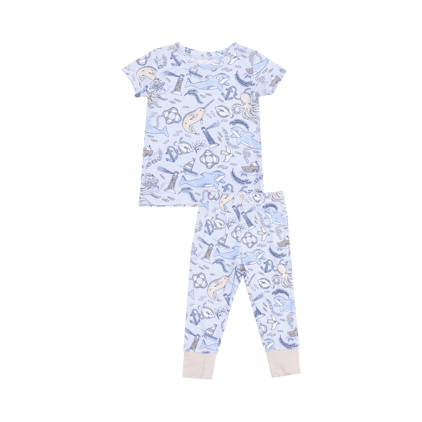 Short Sleeve Loungewear Set - Nautical Notebook