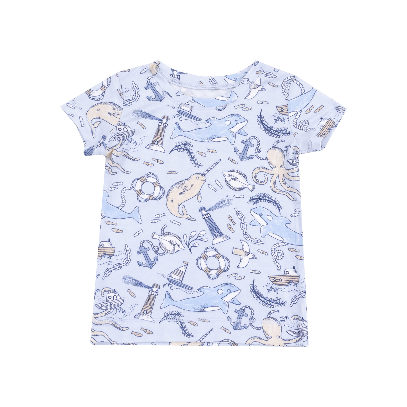 Short Sleeve Loungewear Set - Nautical Notebook