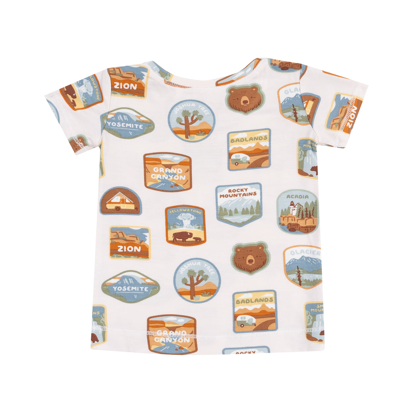 Short Sleeve Loungewear Set - National Park Patches