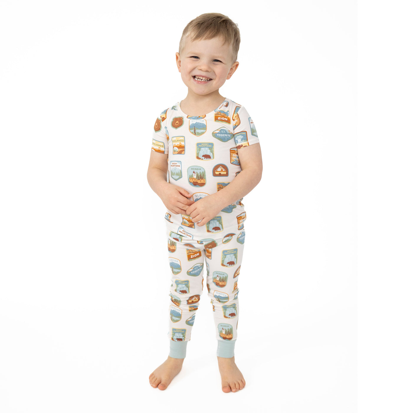 Short Sleeve Loungewear Set - National Park Patches