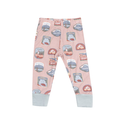 Short Sleeve Loungewear Set - National Park Patches Pink