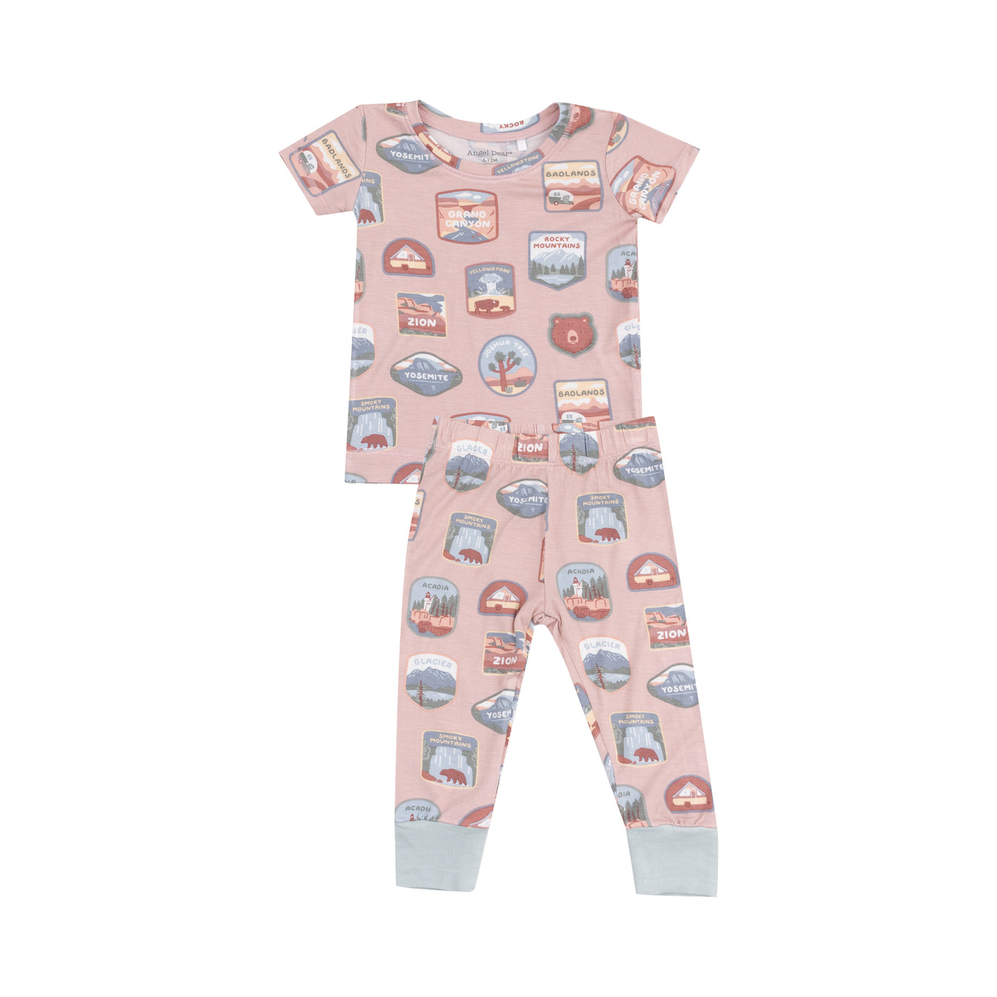 Short Sleeve Loungewear Set - National Park Patches Pink