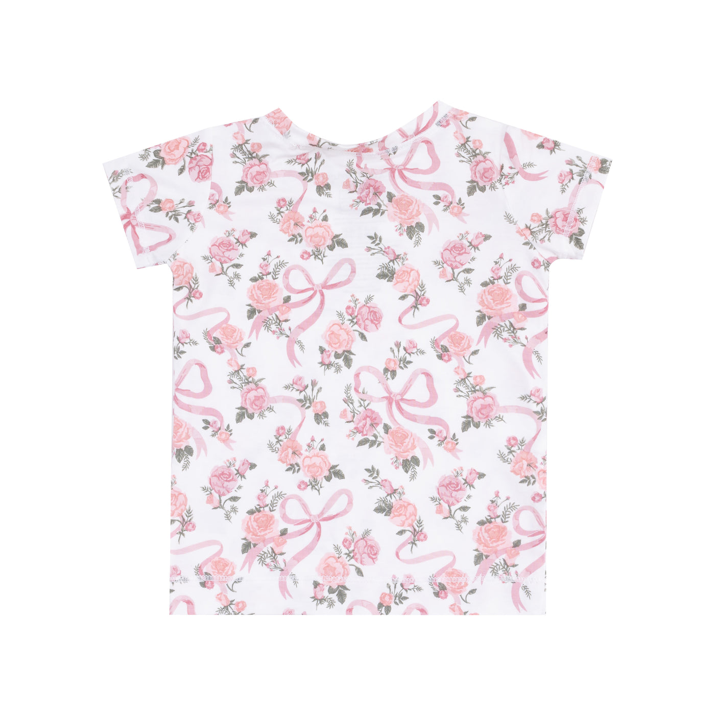 Short Sleeve Loungewear Set - Ribbons and Flowers