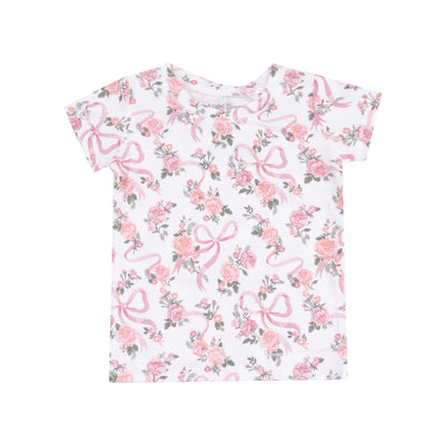 Short Sleeve Loungewear Set - Ribbons and Flowers