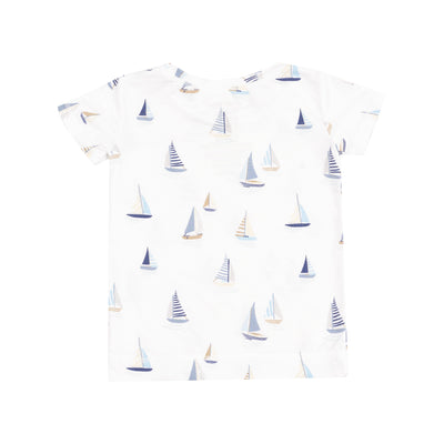 Short Sleeve Loungewear Set - Sailboats Blue