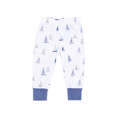 Short Sleeve Loungewear Set - Sailboats Blue