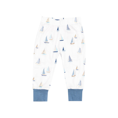 Short Sleeve Loungewear Set - Sailboats Blue