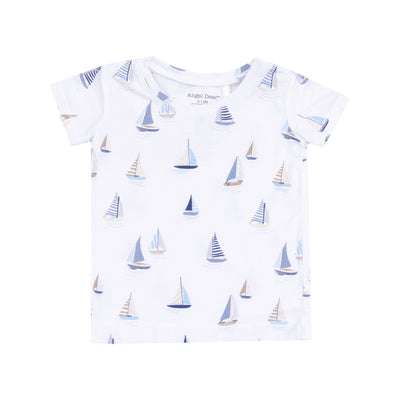 Short Sleeve Loungewear Set - Sailboats Blue