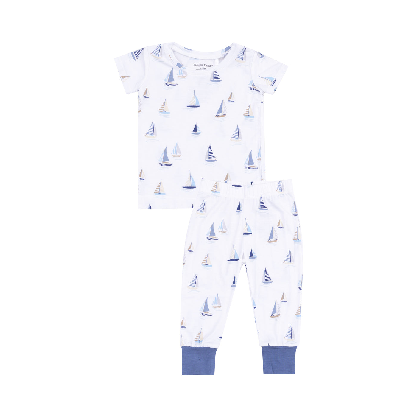 Short Sleeve Loungewear Set - Sailboats Blue