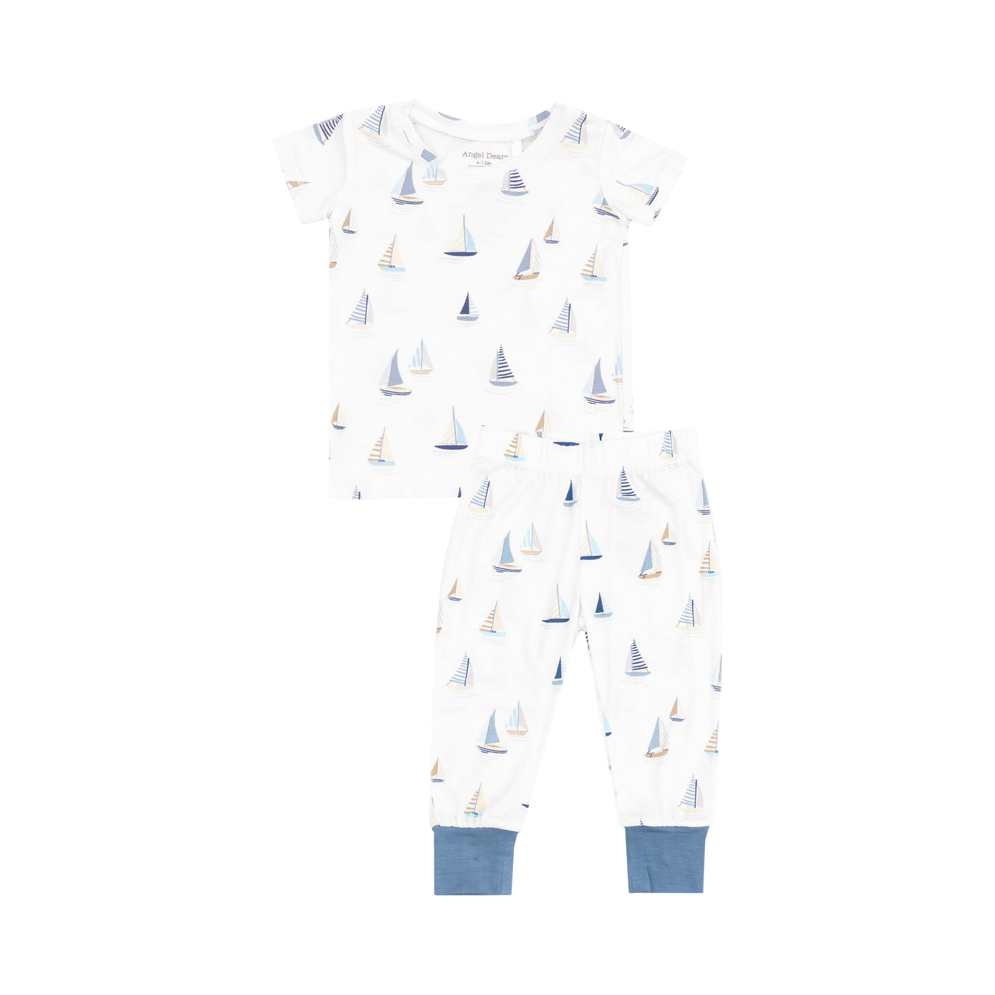 Short Sleeve Loungewear Set - Sailboats Blue