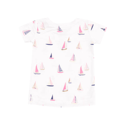 Short Sleeve Loungewear Set - Sailboats Pink