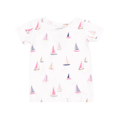 Short Sleeve Loungewear Set - Sailboats Pink