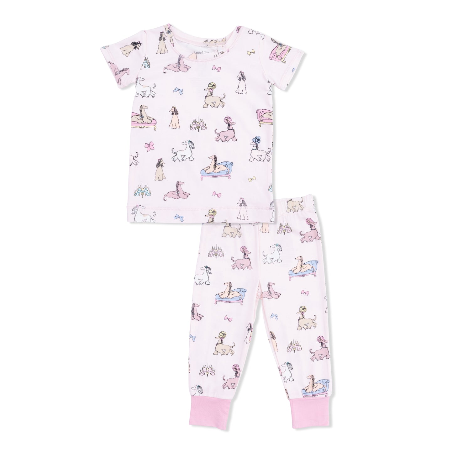 Fancy Hounds with Bows - Short Sleeve Loungewear Set-Angel Dear