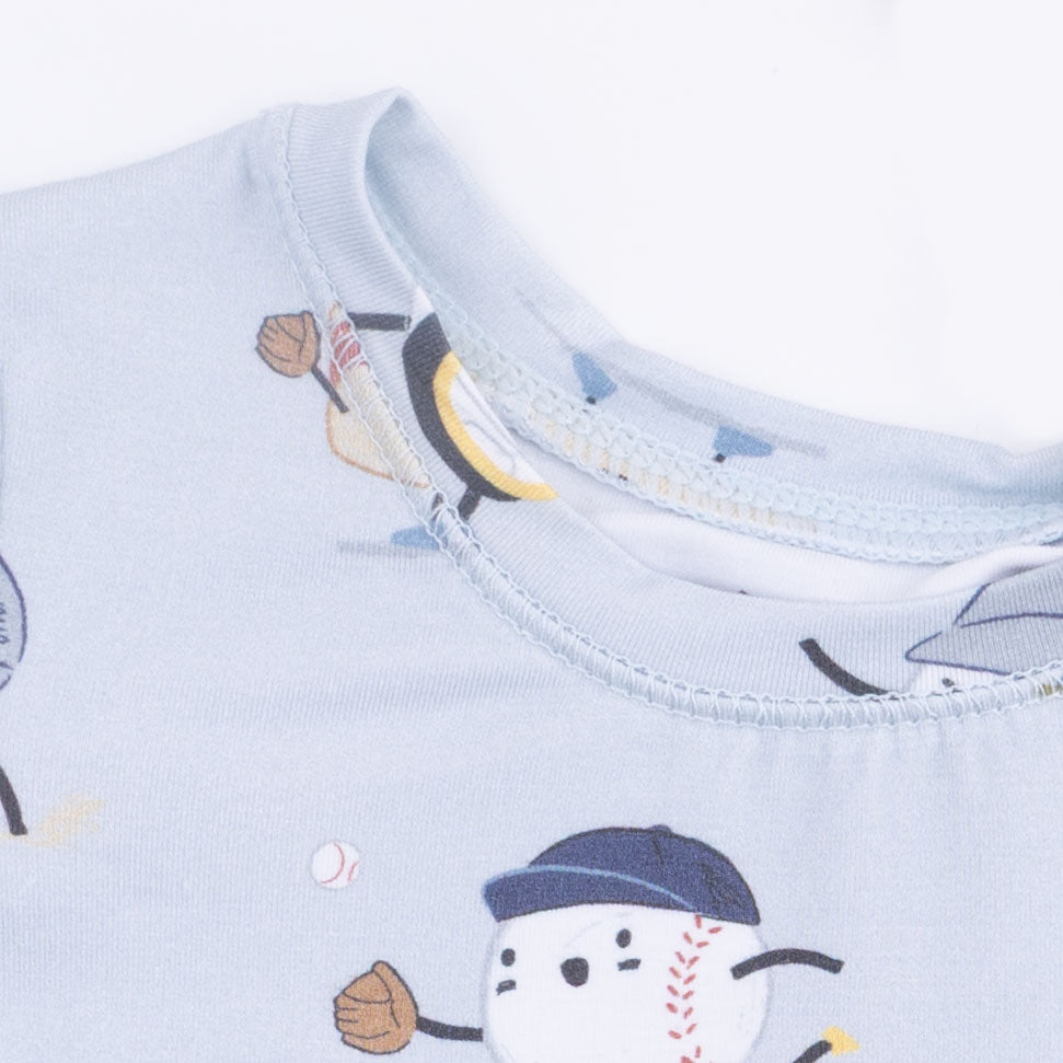 Baseballs Playing Baseball - Short Sleeve Loungewear Set