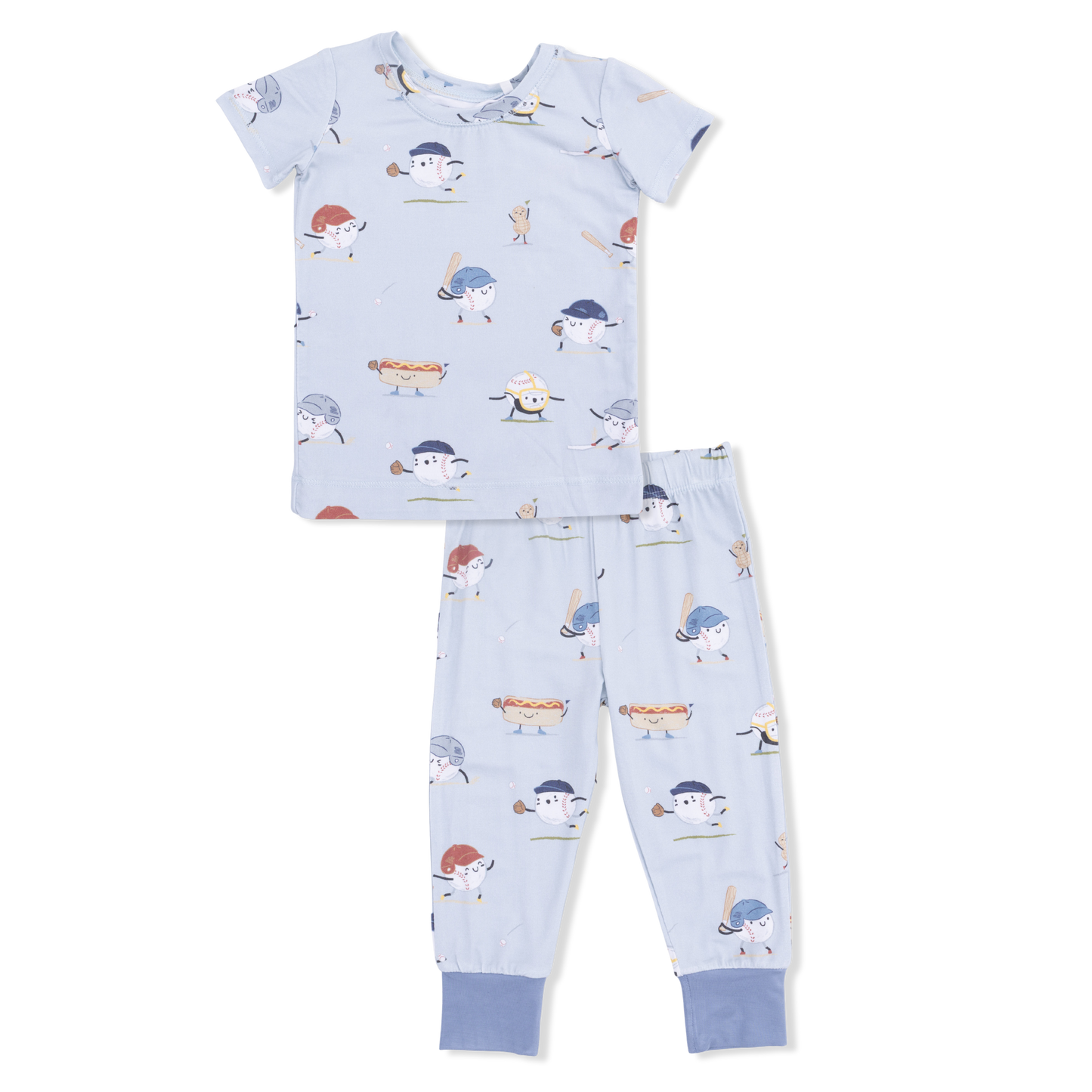 Baseballs Playing Baseball - Short Sleeve Loungewear Set-Angel Dear