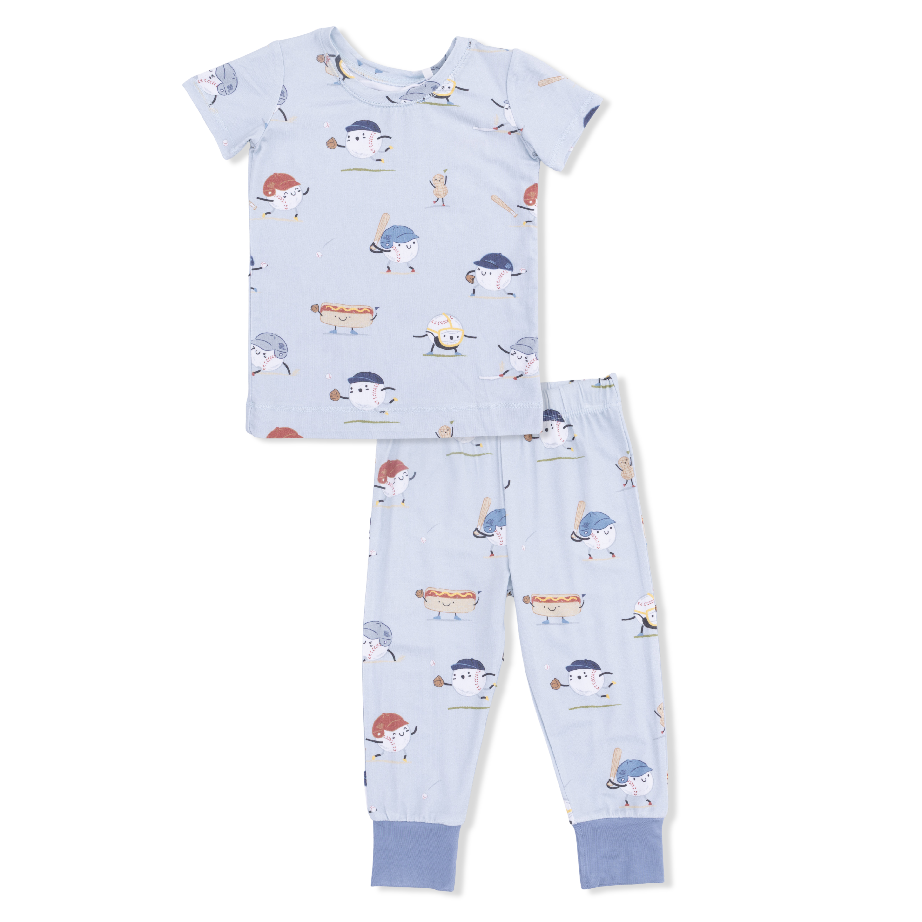 Baseballs Playing Baseball - Short Sleeve Loungewear Set-Angel Dear
